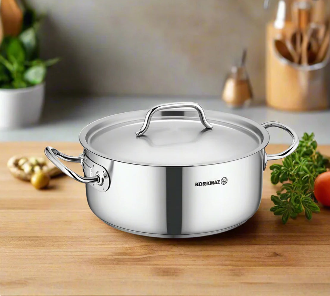 Korkmaz Proline Gastro Short Casserole 12x12 Satin – 1.3L (A2740)