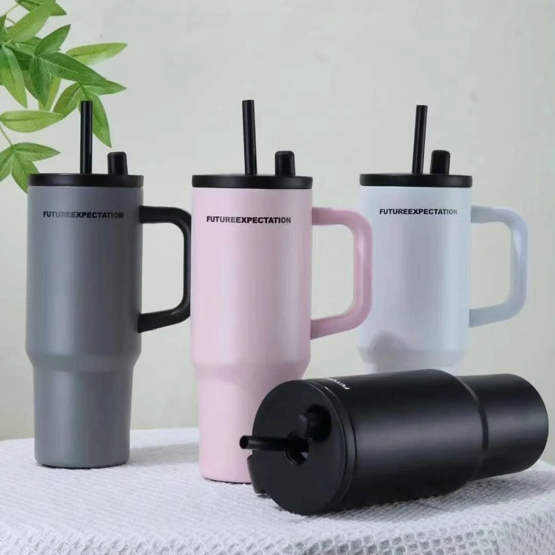 710ML Stainless Steel Tumbler with Straw – Heavy Quality (Random Colour)