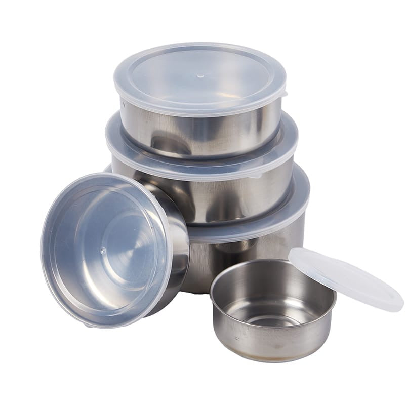 5 Pcs Stainless Steel Food Container & Mixing Bowl Set – Durable & Multi-Purpose