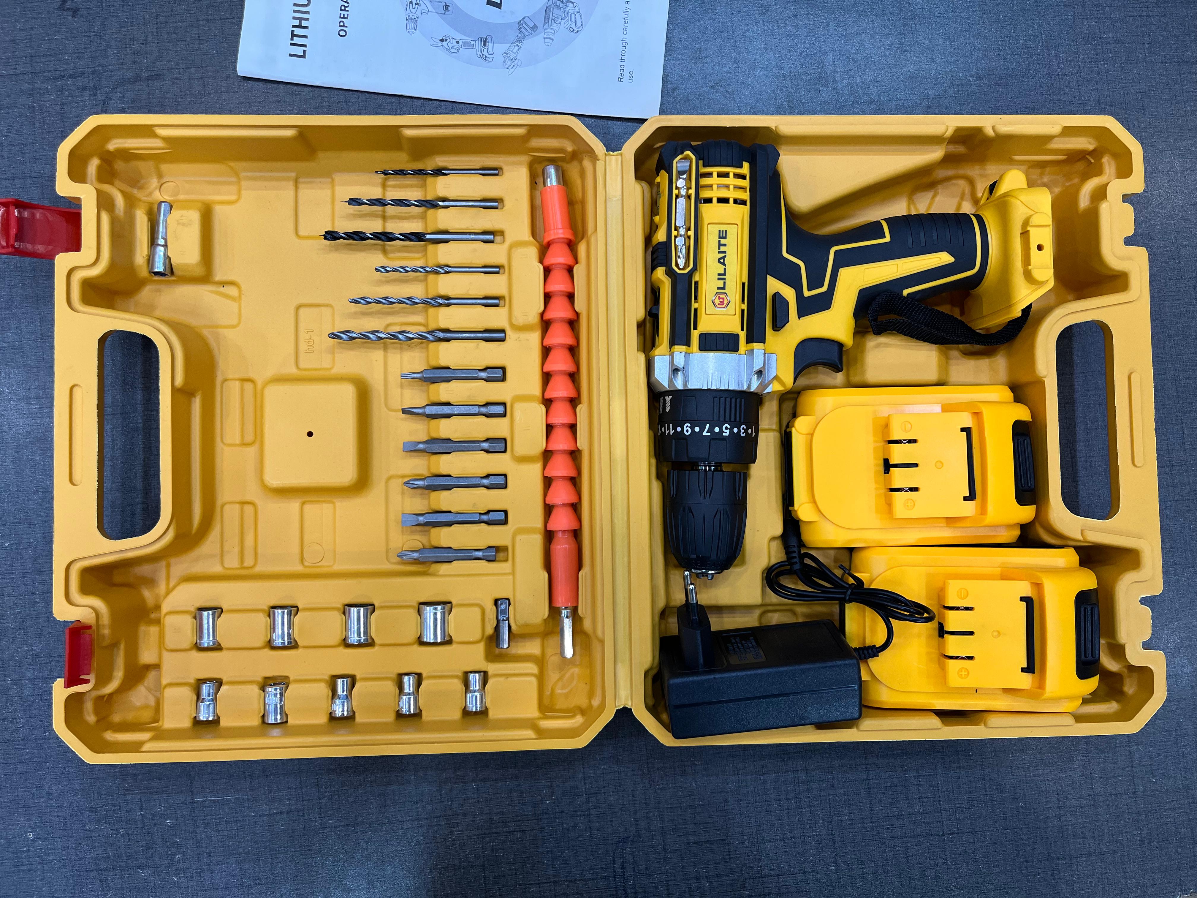 Rechargeable Drill Machine with 2 Batteries – Portable Power Tool