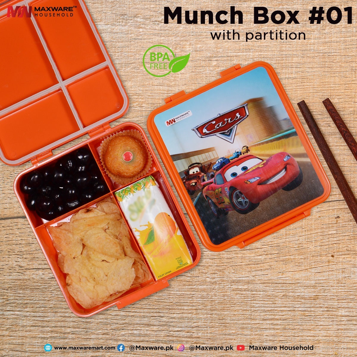 4-Portion Kids Plastic Lunch Box – Random Colors