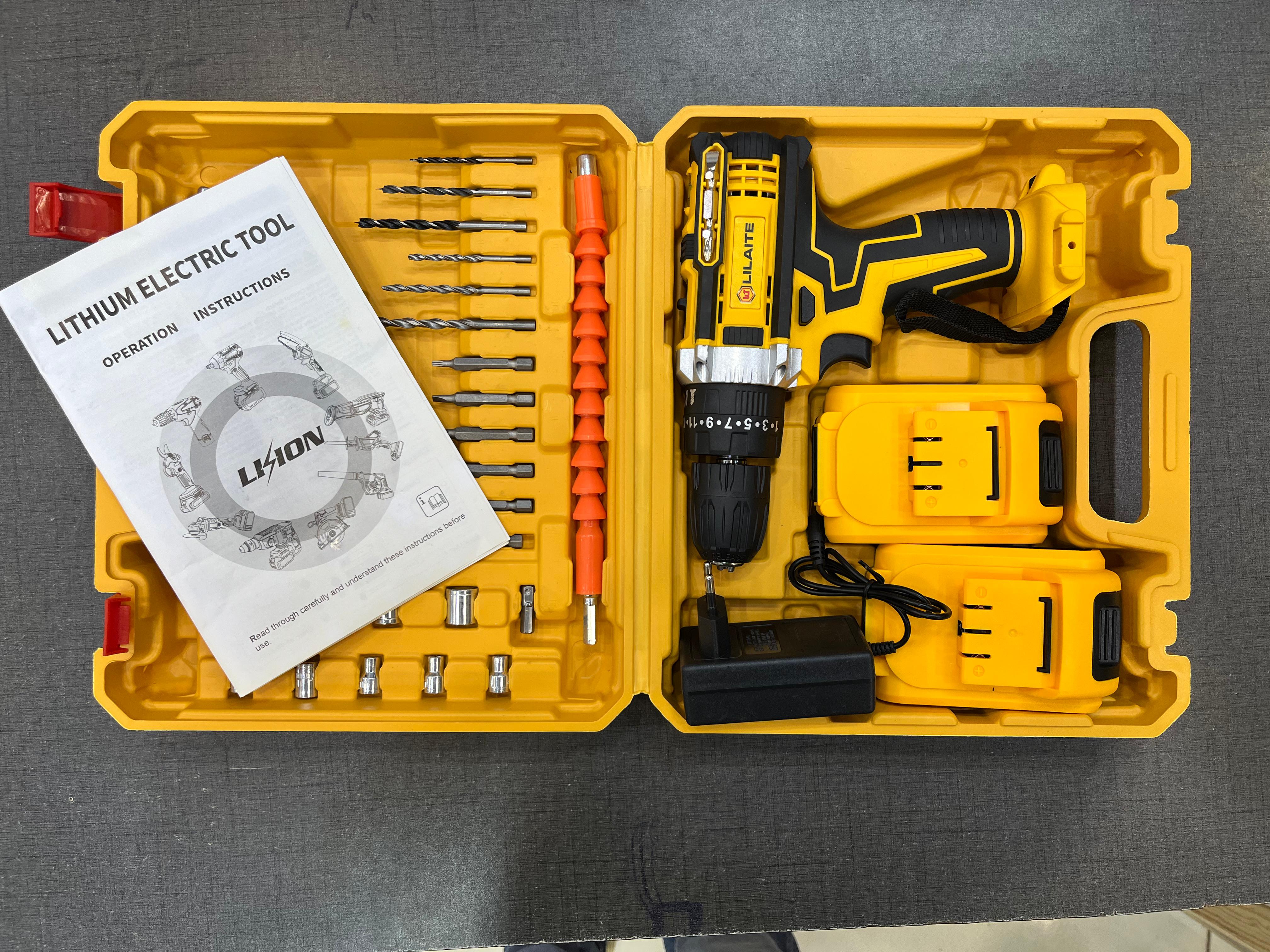 Rechargeable Drill Machine with 2 Batteries – Portable Power Tool