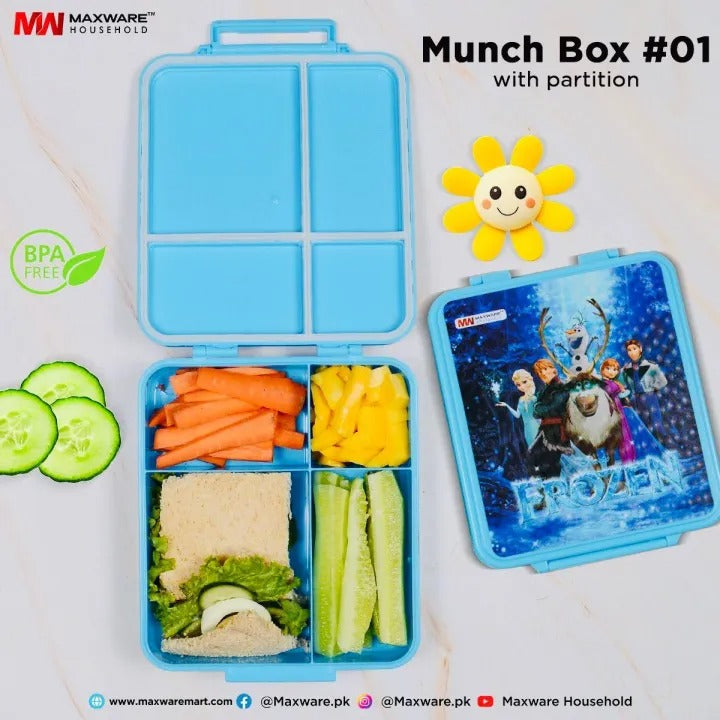4-Portion Kids Plastic Lunch Box – Random Colors