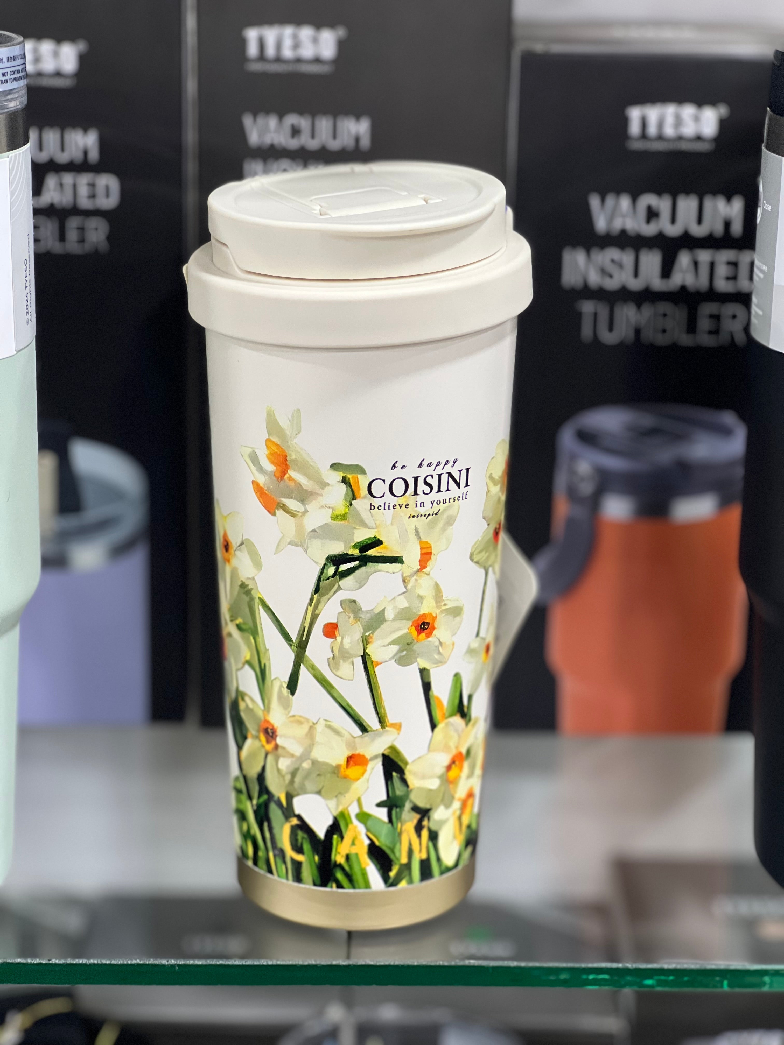 Coisini Floral Travel Mug – “Believe in Yourself”