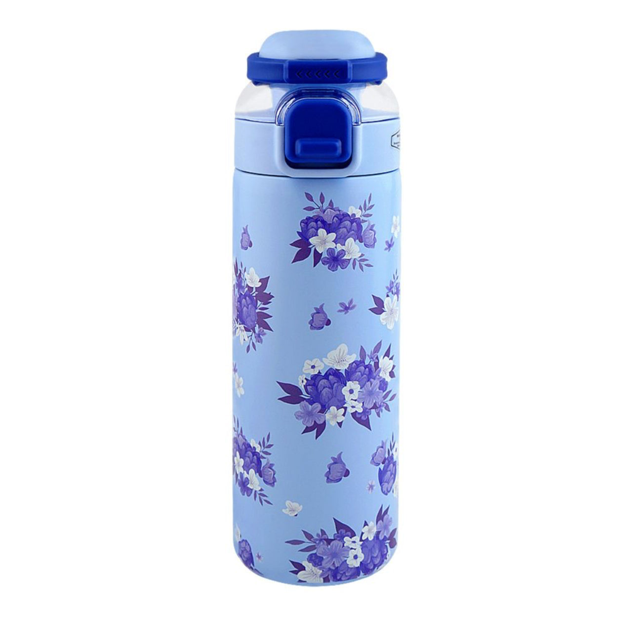 700ml Blue Floral Stainless Steel Bottle – Dual Cap & Insulated