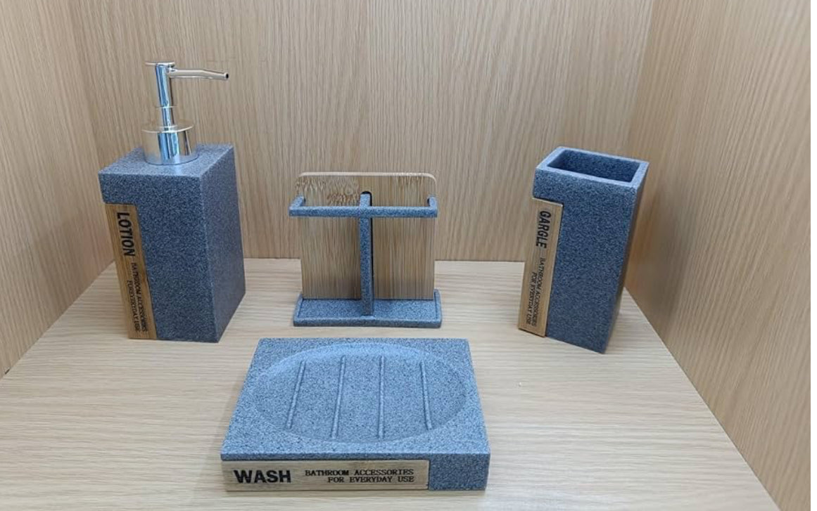 4Pcs Bathroom Accessory Set – Stylish Countertop Organizer