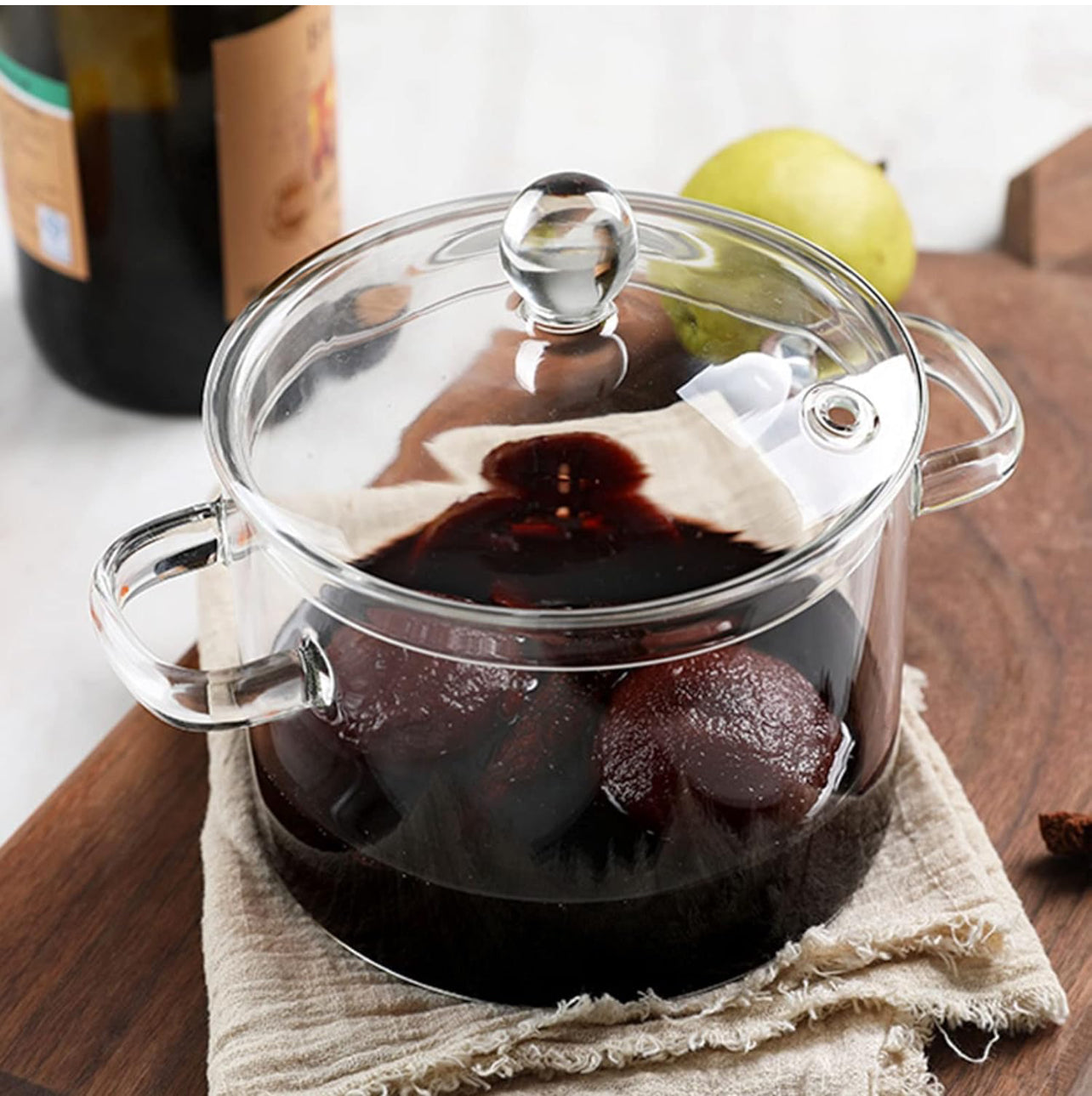 Heat-Resistant Borosilicate Glass Cooking Pot with Lid
