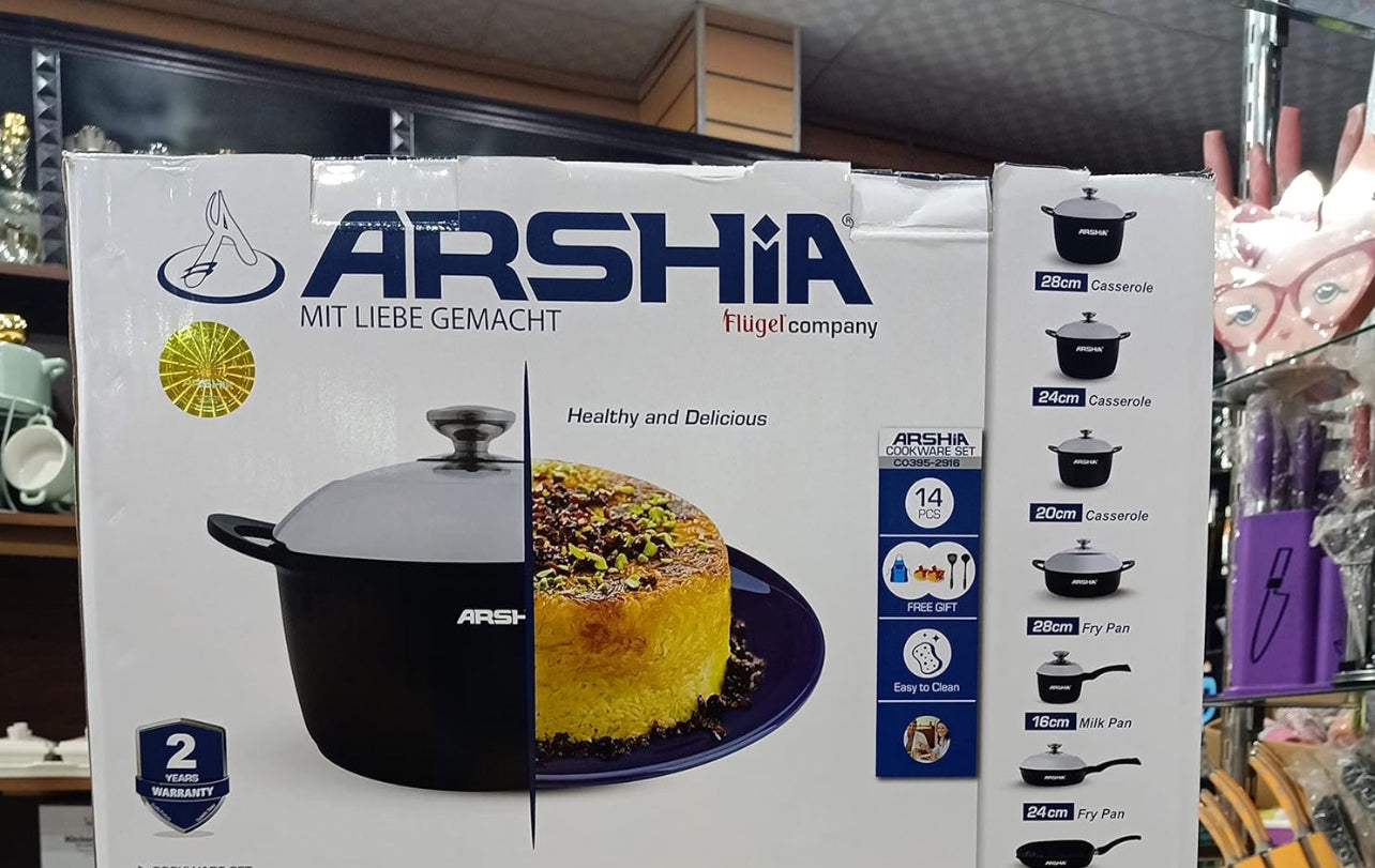 Arshia 14-Piece Non-Stick Cookware Set – Premium Die-Cast Aluminum