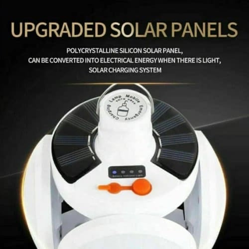 LED Foldable Fan Lantern – USB & Solar Rechargeable Camping Light