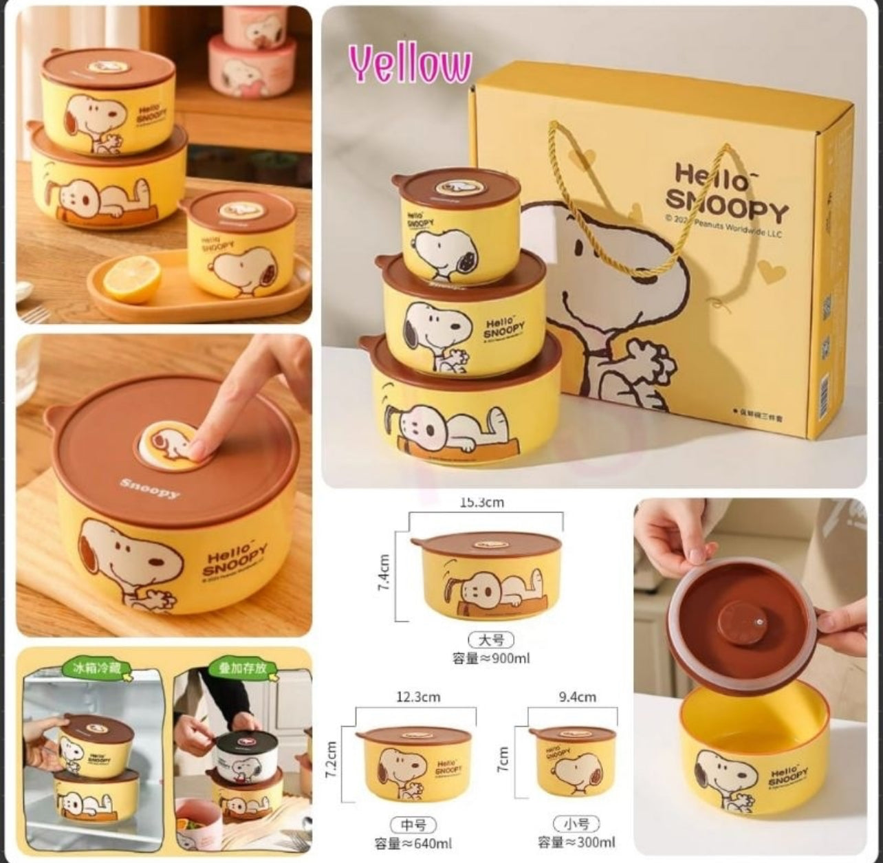 Snoopy 3-Piece Ceramic Preservation Bowl Set