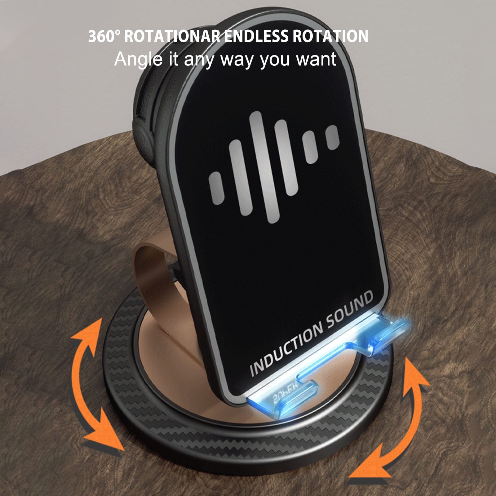 360° Rotatable Wireless Induction Bracket Speaker – With Phone Holder & Power Bank