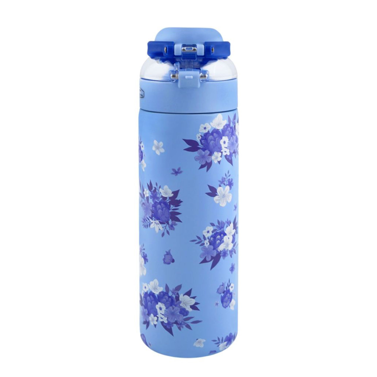 700ml Blue Floral Stainless Steel Bottle – Dual Cap & Insulated