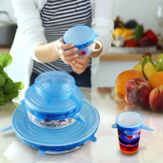 6-Piece Silicone Stretchable Lid Covers – Reusable & Flexible