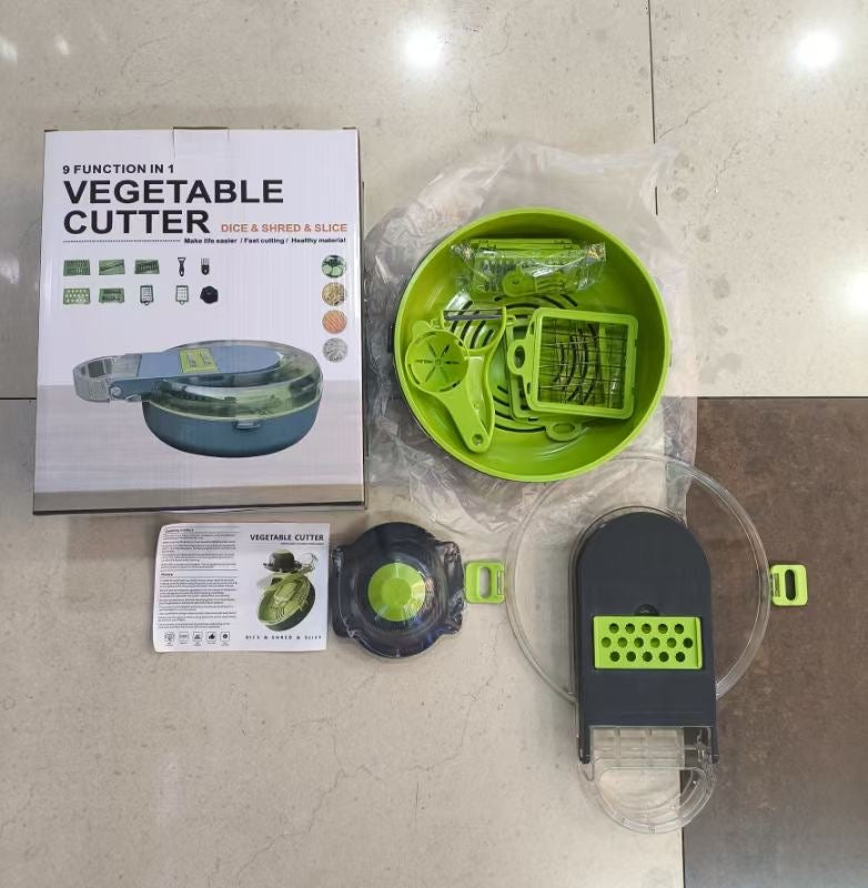 9-in-1 Vegetable Cutter with Drainer Bowl – Made in China 🇨🇳