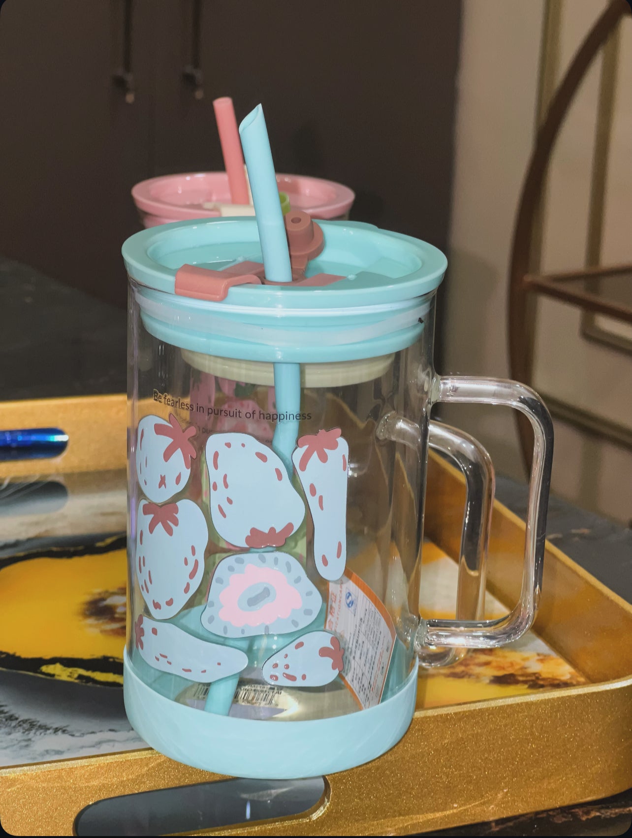 Glass Mug with Lid & Straw – 400ml