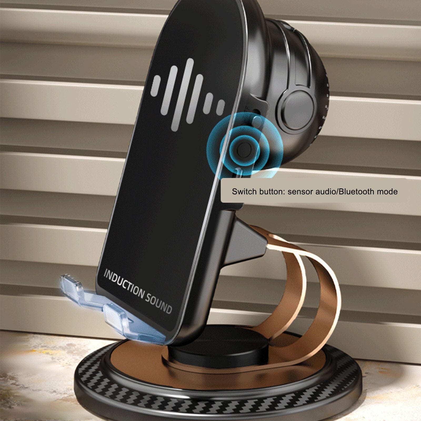 360° Rotatable Wireless Induction Bracket Speaker – With Phone Holder & Power Bank