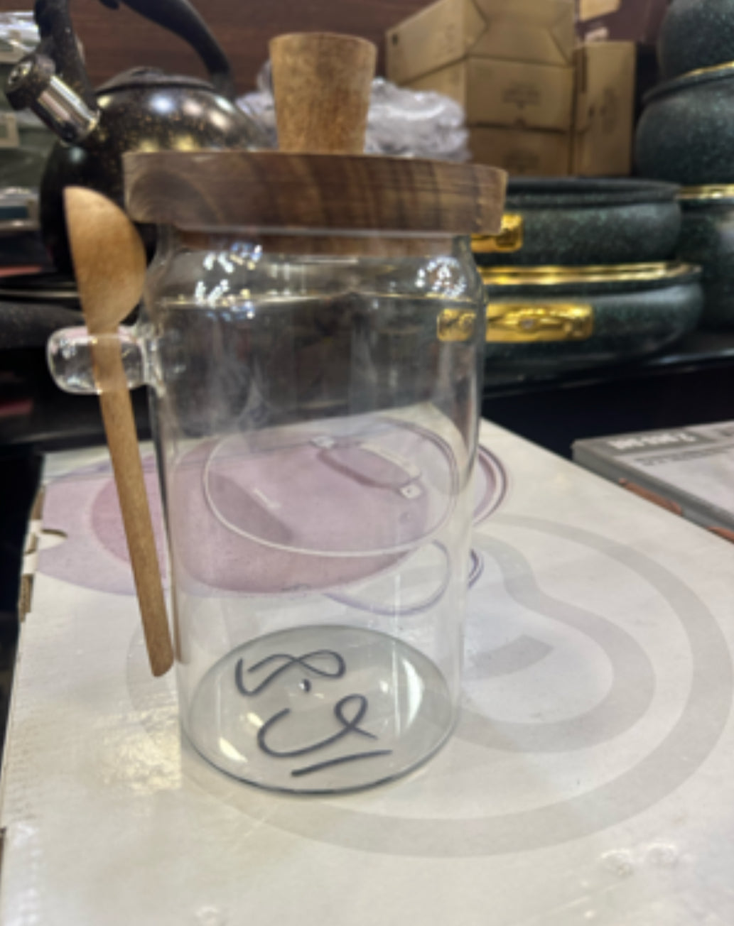 Glass Container with Spoon – Transparent Storage Jar